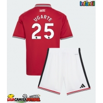 Camisa de Futebol Manchester United Manuel Ugarte #25 Equipamento Principal Infantil 2026-27 Manga Curta (+ Calças curtas)